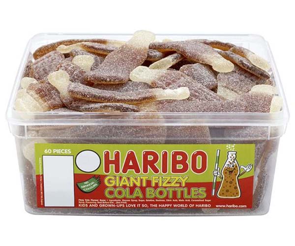 Haribo Giant Fizzy Cola Bottles x60Pcs Tub DDC Foods Ltd