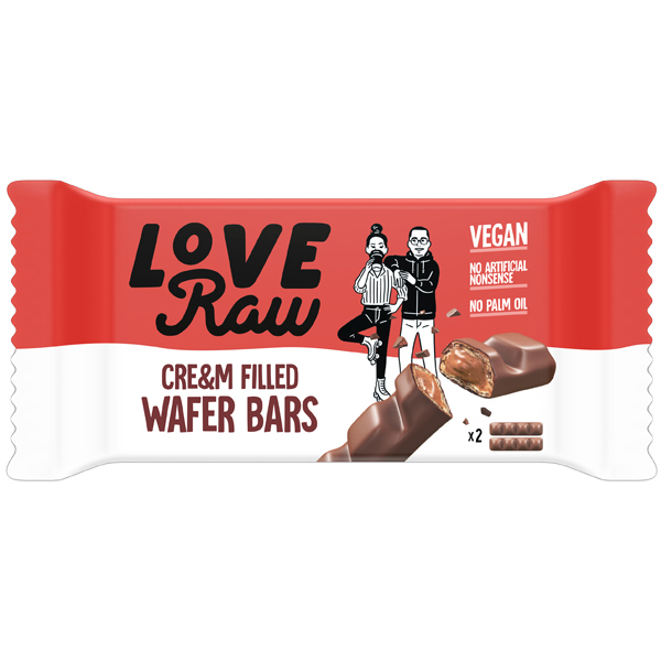 Love Raw - Vegan Cre&m Wafer Bars - M:lk Choc - 12x43g
