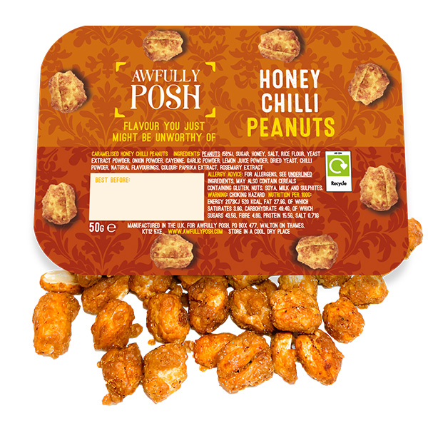 Awfully Posh - Honey Chilli Peanut Pots - 24x50g