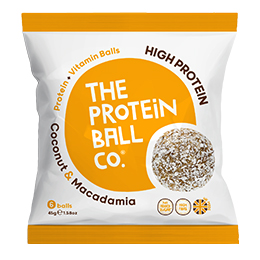 The Protein Ball Co - High Protein - Coconut & Macadamia - Bags - 10x45g