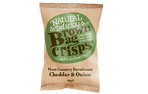 Brown Bag Crisps - West Country Mature Cheddar and Onion - 20x40g