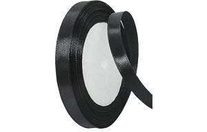 7mm - Satin Ribbon - Black - 25m