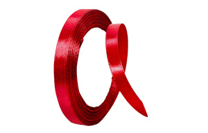 7mm - Satin Ribbon - Red - 1x25m